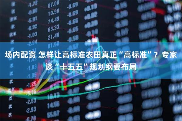 场内配资 怎样让高标准农田真正“高标准”？专家谈“十五五”规划纲要布局